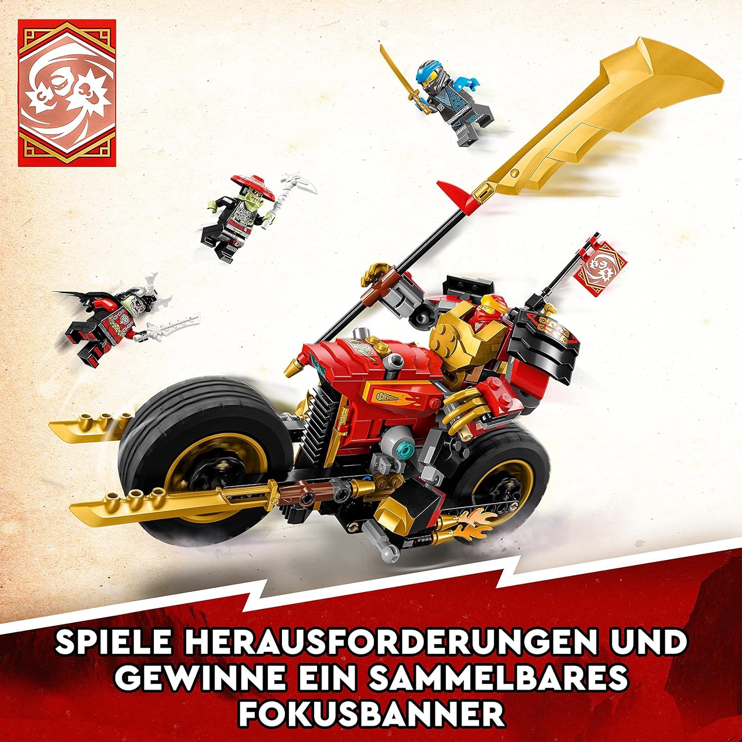 LEGO 71783 NINJAGO Kais Mech-Bike EVO Aufrüstbares Ninja-Motorrad Spielzeug mit 2 Minifiguren