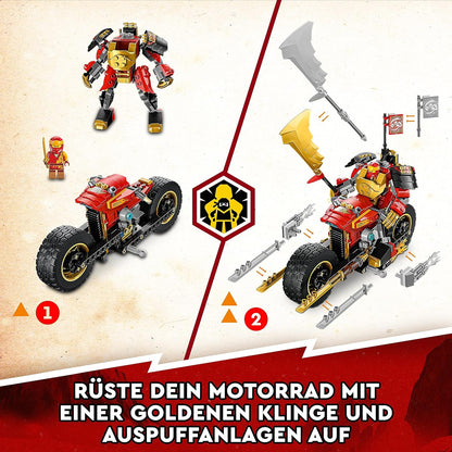 LEGO 71783 NINJAGO Kais Mech-Bike EVO Aufrüstbares Ninja-Motorrad Spielzeug mit 2 Minifiguren