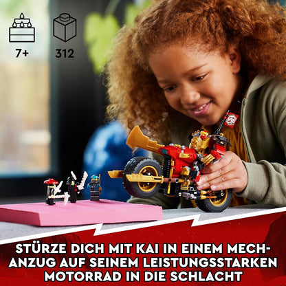 LEGO 71783 NINJAGO Kais Mech-Bike EVO Aufrüstbares Ninja-Motorrad Spielzeug mit 2 Minifiguren