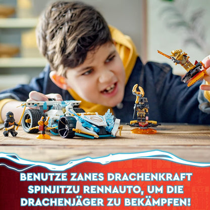 LEGO 71791 NINJAGO Zanes Drachenpower-Spinjitzu-Rennwagen Bausatz mit Spinnfunktion und 4 Minifiguren