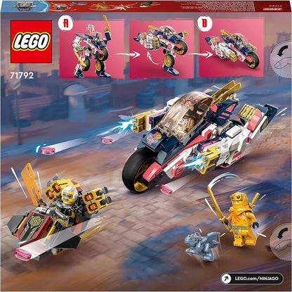 LEGO 71792 NINJAGO Soras transformierender Mech-Bike-Renner, 2in1 Set mit transformierender Mech-Actionfigur