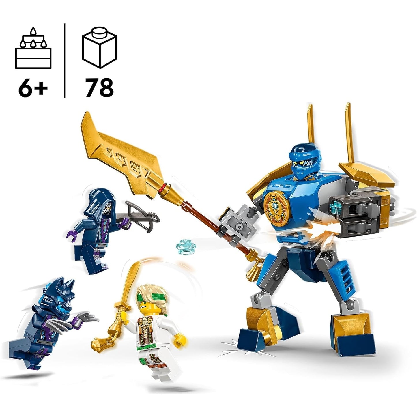 LEGO 71805 NINJAGO Jay Battle Mech, Ninja-Spielzeug für Kinder mit Figuren inkl. Jay