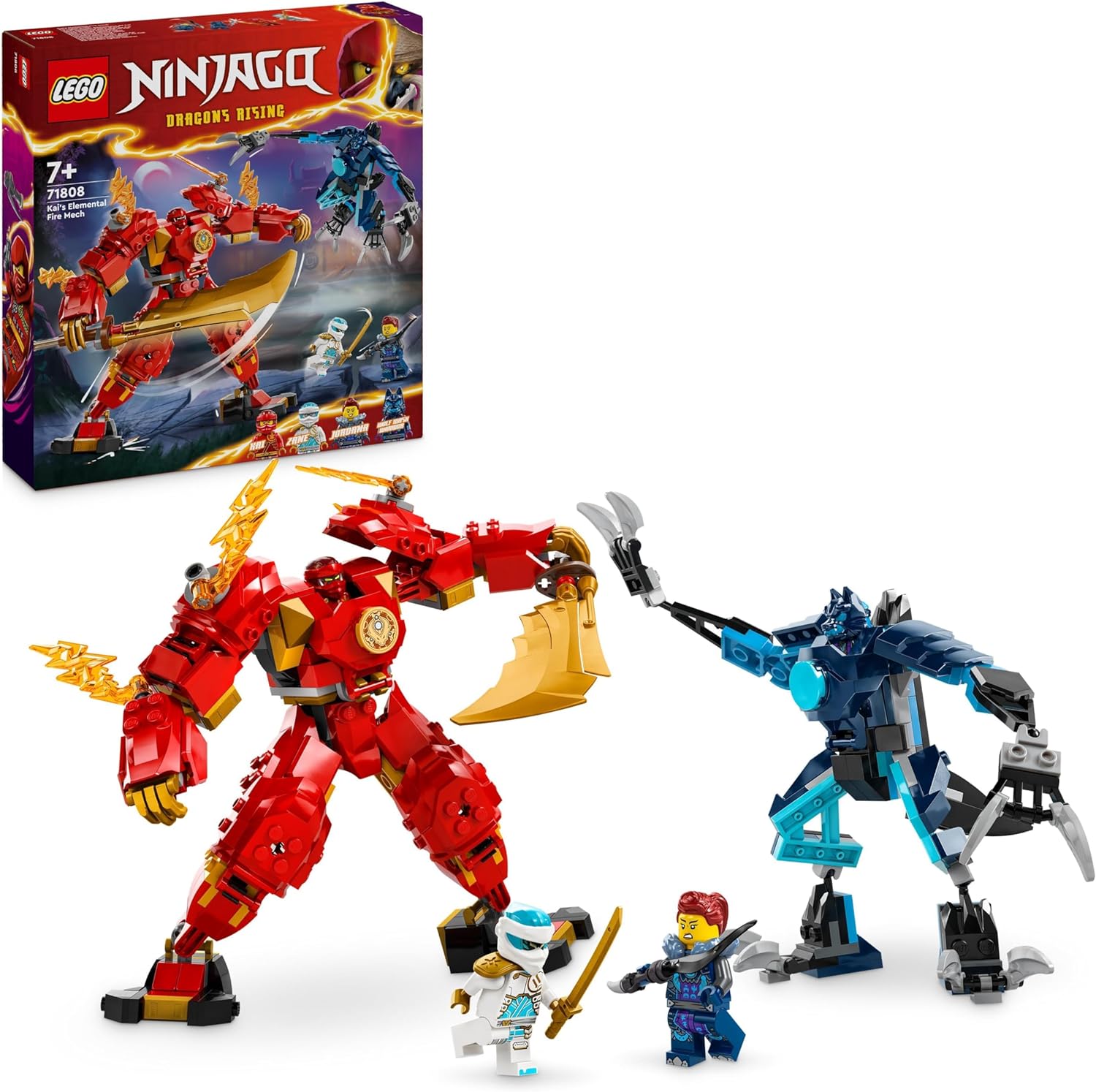 LEGO 71808 NINJAGO Kais Feuermech, Actionfiguren-Spielzeug für Kinder mit roter Mech-Figur