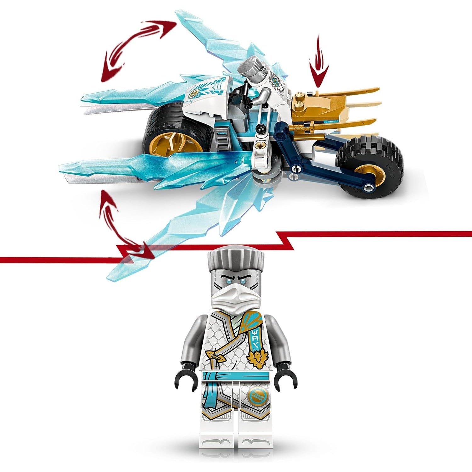 LEGO 71816 NINJAGO Zanes Eismotorrad, Ninja-Spielset mit 1 Minifigur, Action-Spielzeug