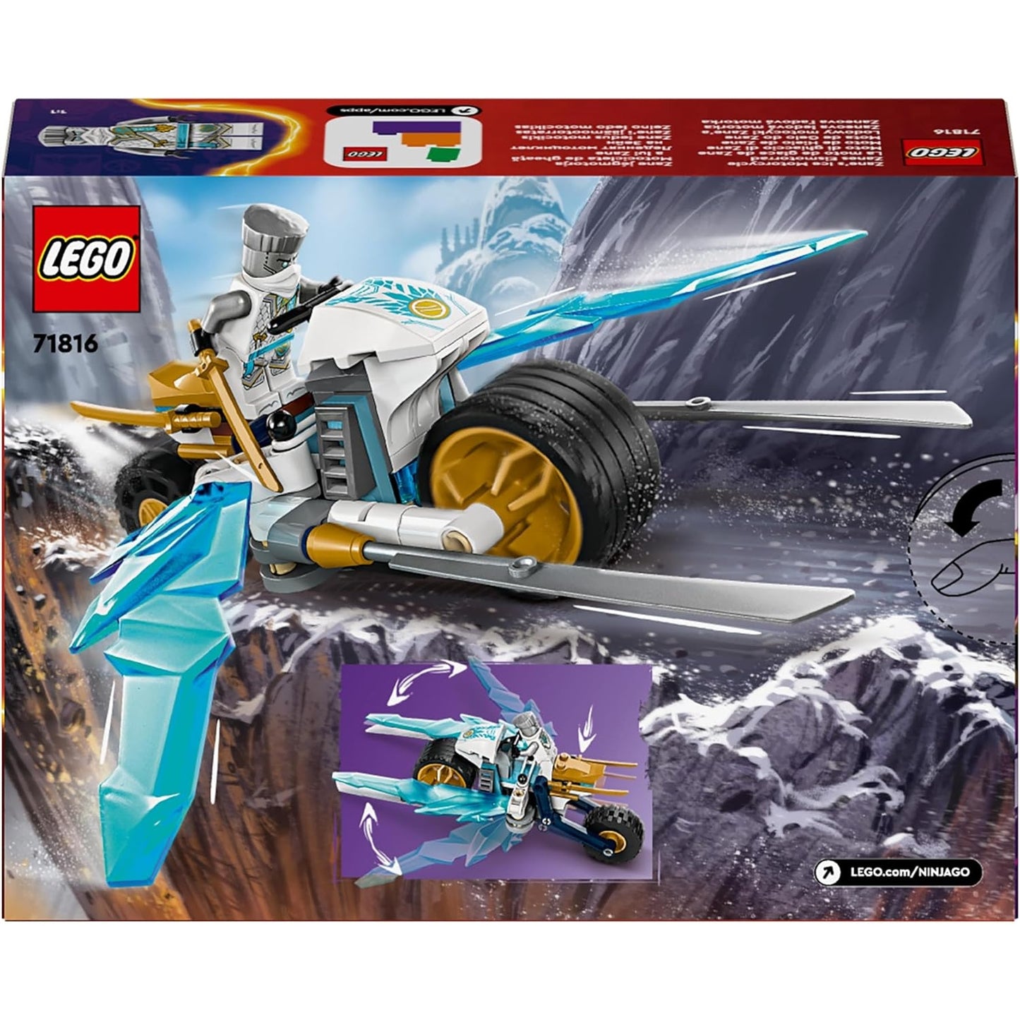 LEGO 71816 NINJAGO Zanes Eismotorrad, Ninja-Spielset mit 1 Minifigur, Action-Spielzeug