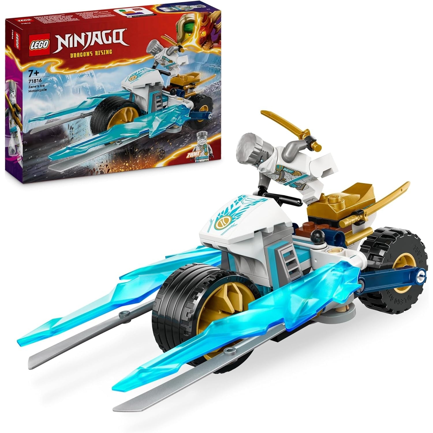 LEGO 71816 NINJAGO Zanes Eismotorrad, Ninja-Spielset mit 1 Minifigur, Action-Spielzeug