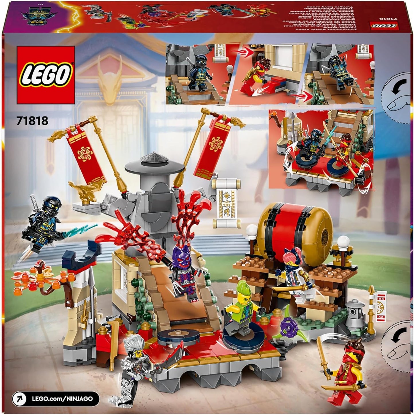 LEGO 71818 NINJAGO Turnier-Arena Abenteuer-Spielzeug für Kinder, Ninja-Spielset