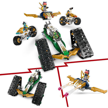 LEGO 71820 NINJAGO Kombi-Raupe des Ninja-Teams, 4-in-1-Set mit Gleiter, Rennauto