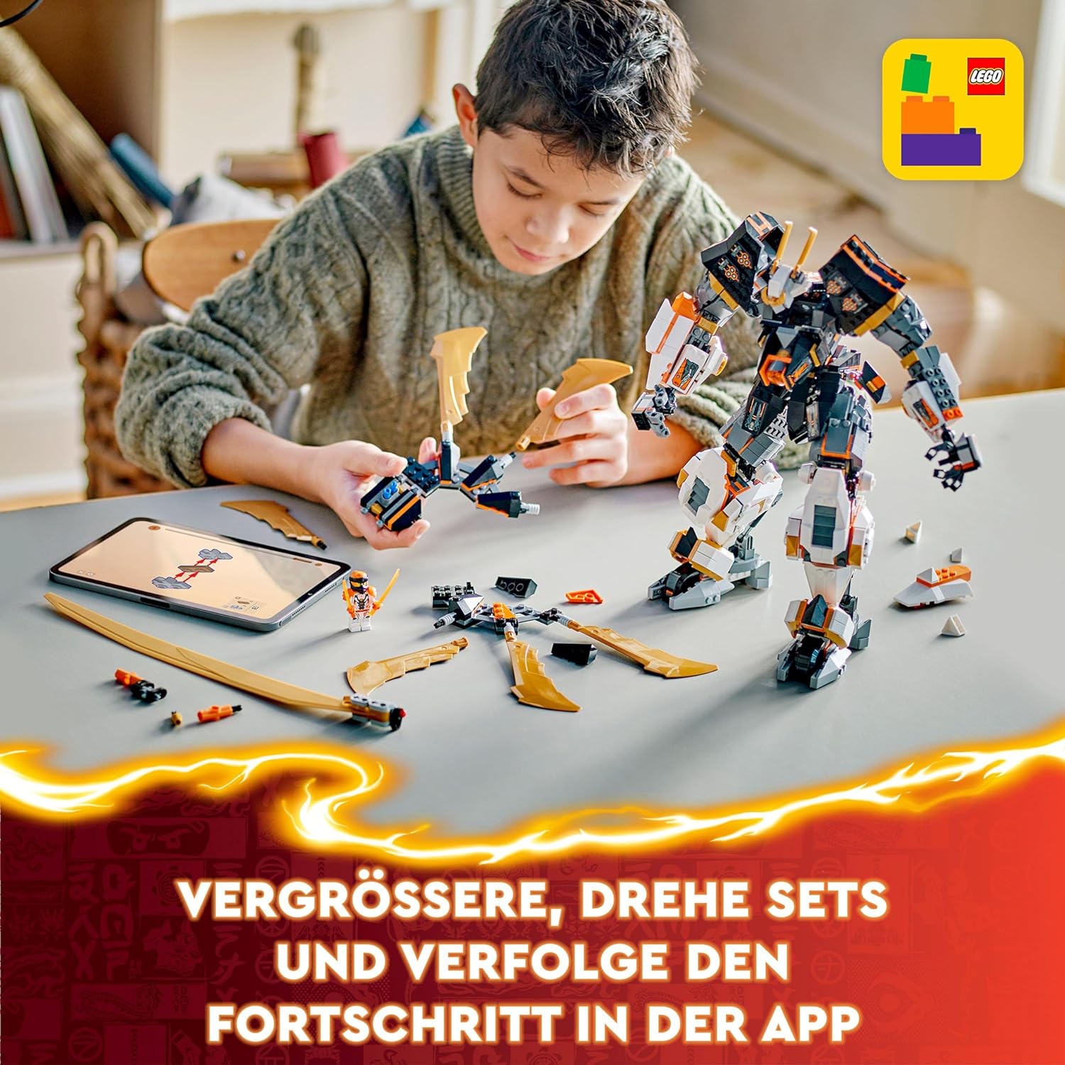 LEGO 71821 NINJAGO Coles Titandrachen-Mech, Abenteuer-Spielzeug für Kinder, Ninja