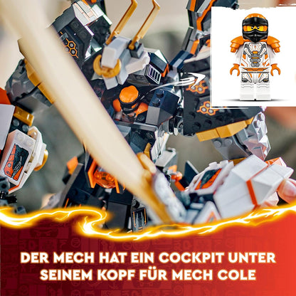 LEGO 71821 NINJAGO Coles Titandrachen-Mech, Abenteuer-Spielzeug für Kinder, Ninja