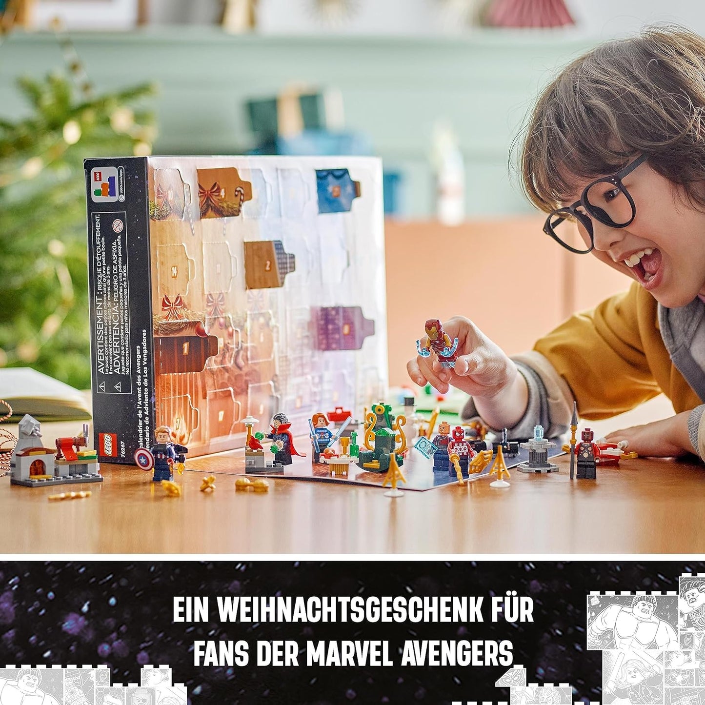 LEGO 76267 Marvel Avengers Adventskalender Weihnachtskalender mit Captain America, Spider-Man, Iron Man