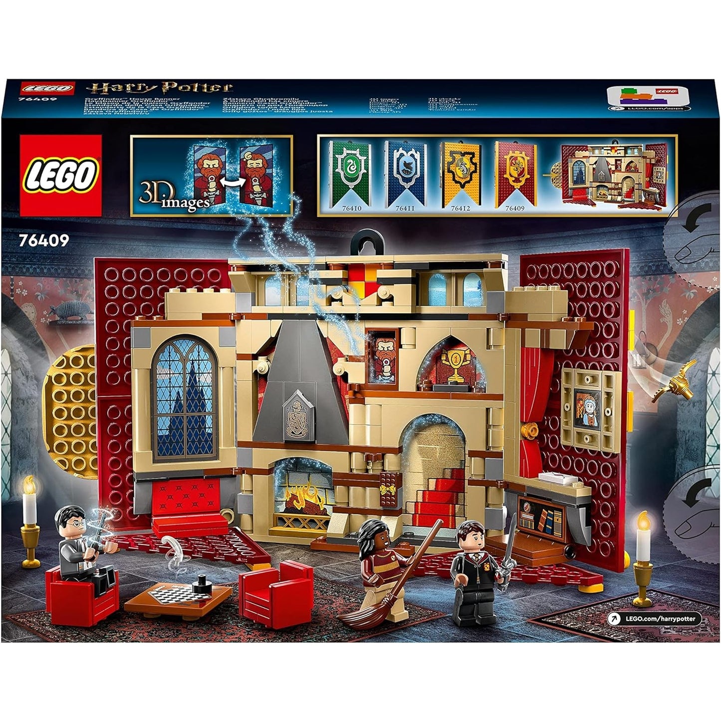 LEGO 76409 Harry Potter Hausbanner Gryffindor Set Hogwarts Wappen Schloss Gemeinschaftsraum Spielzeug oder Wanddisplay