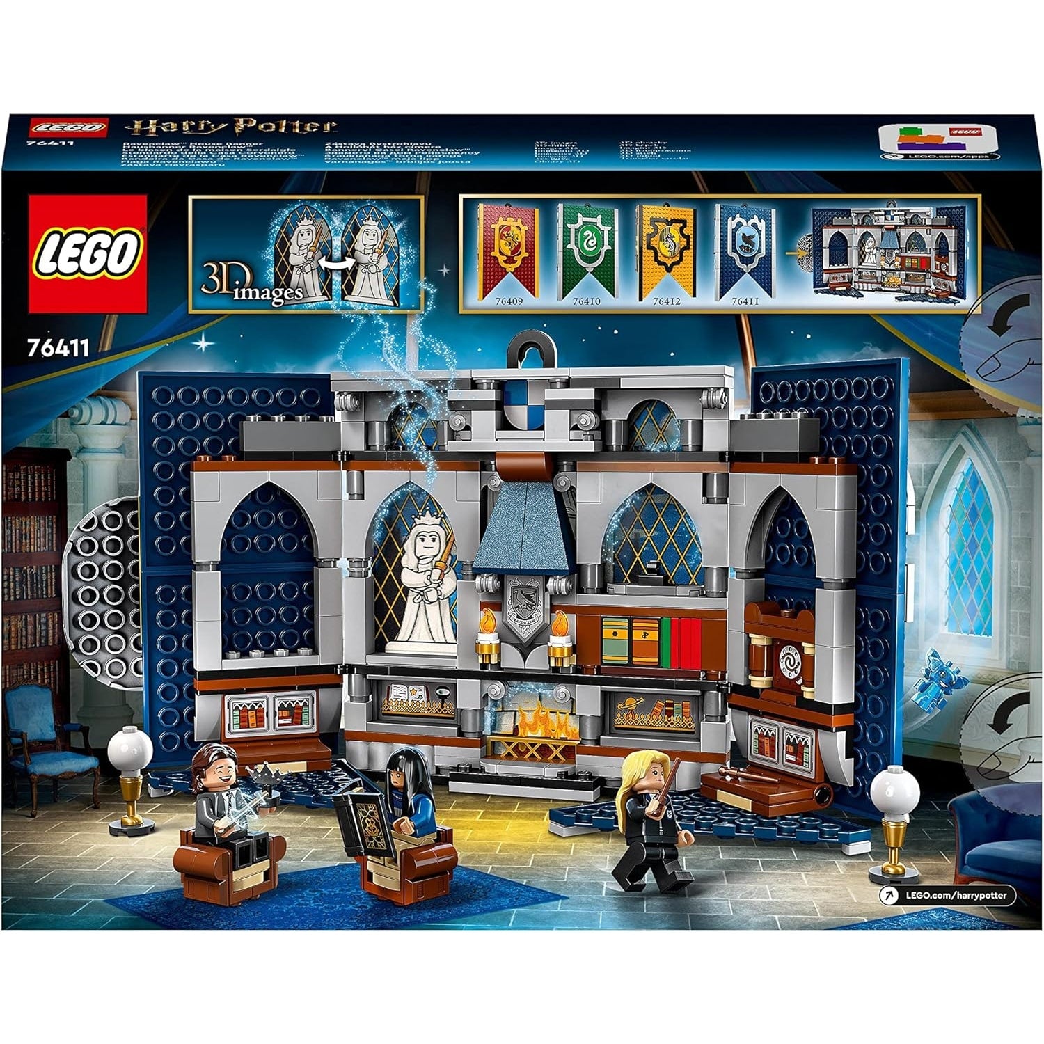 LEGO 76411 Harry Potter Hausbanner Ravenclaw, Hogwarts Wappen, Schloss Gemeinschaftsraum