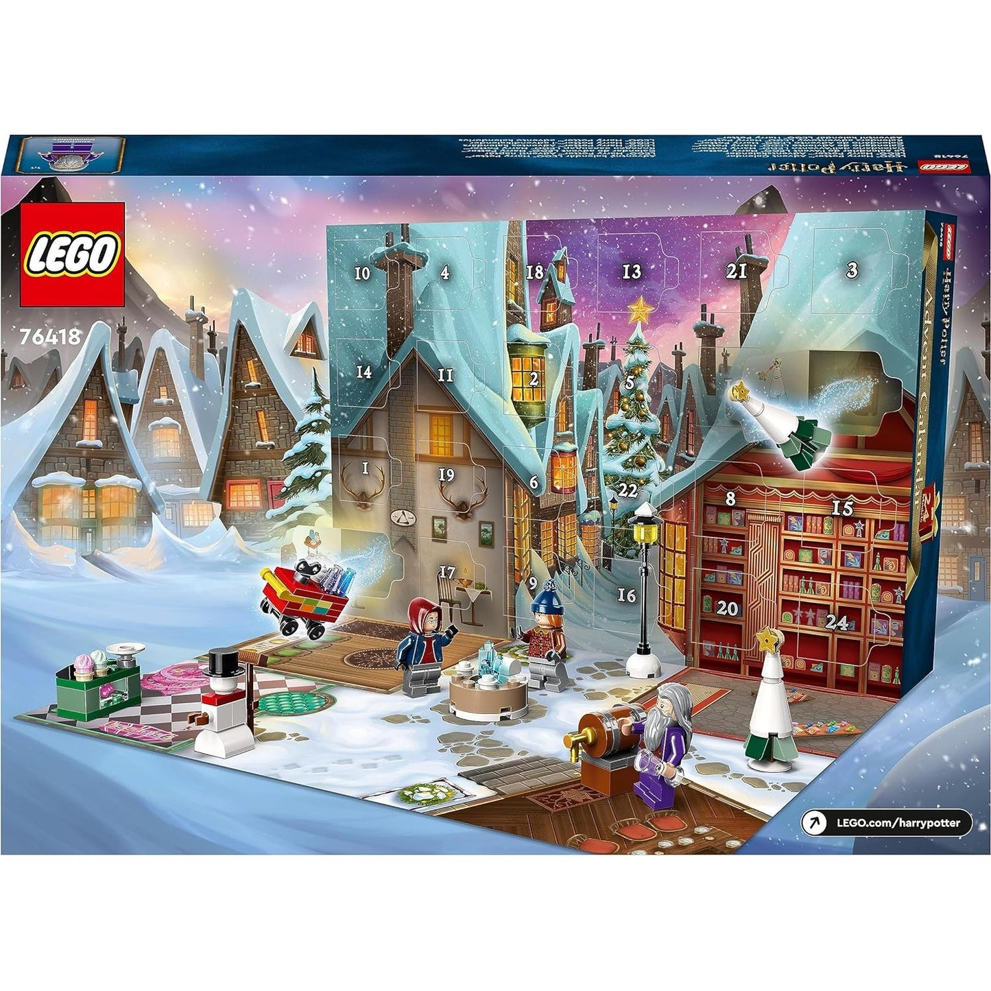 LEGO 76418 Harry Potter Adventskalender, Weihnachtskalender mit 24 Geschenken inkl. 18 Hogsmeade Mini-Modelle