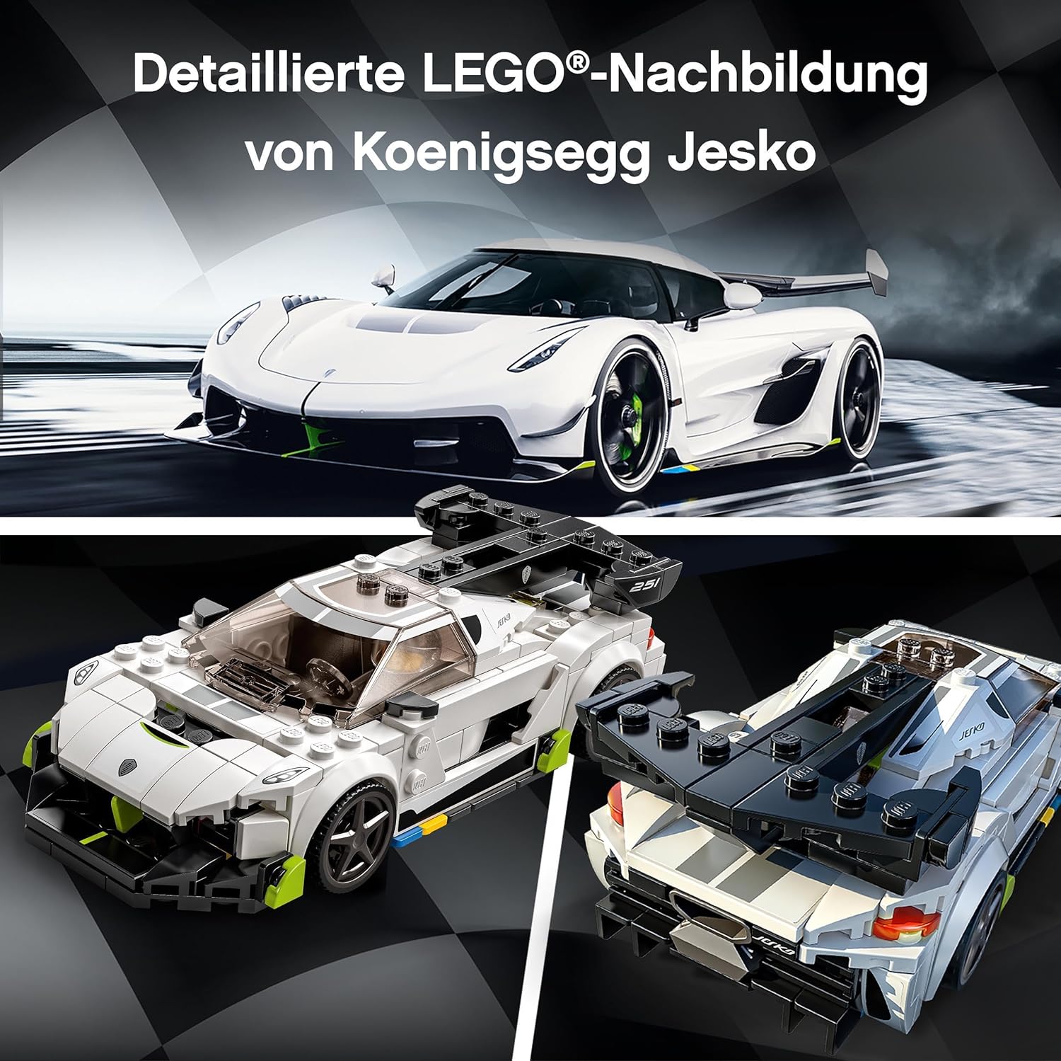 LEGO 76900 Speed Champions Koenigsegg Jesko Rennauto, Spielzeugauto, Modellauto zum selber Bauen