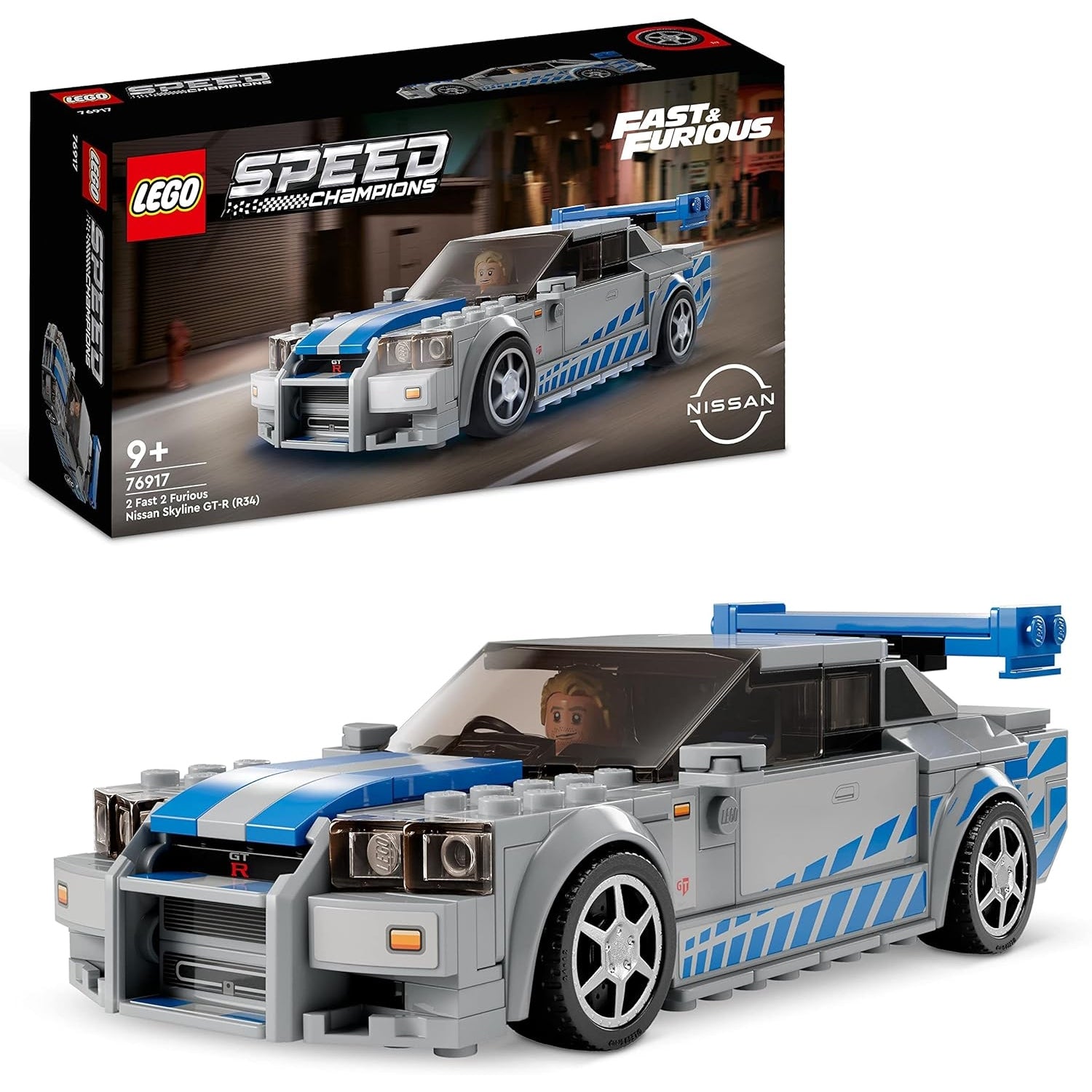 LEGO 76917 Speed Champions 2 Fast 2 Furious Nissan Skyline GT-R R34 Rennwagen