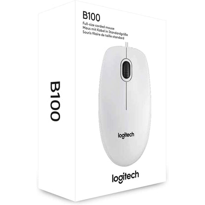 Logitech B100 Maus mit Kabel USB 800 DPI Optischer Sensor 3 Tasten, Für Links- und Rechtshänder