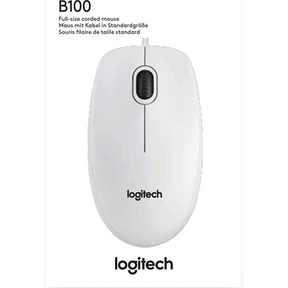 Logitech B100 Maus mit Kabel USB 800 DPI Optischer Sensor 3 Tasten, Für Links- und Rechtshänder