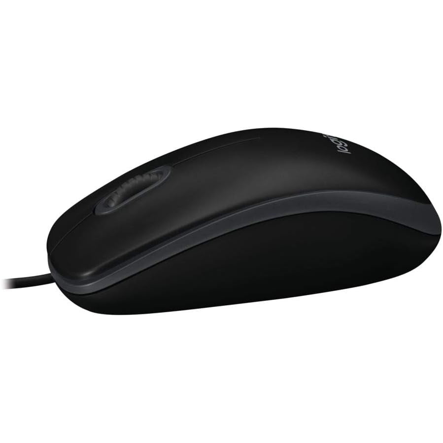 Logitech B100 Maus mit Kabel, USB-Anschluss, 800 DPI Optischer Sensor, 3 Tasten