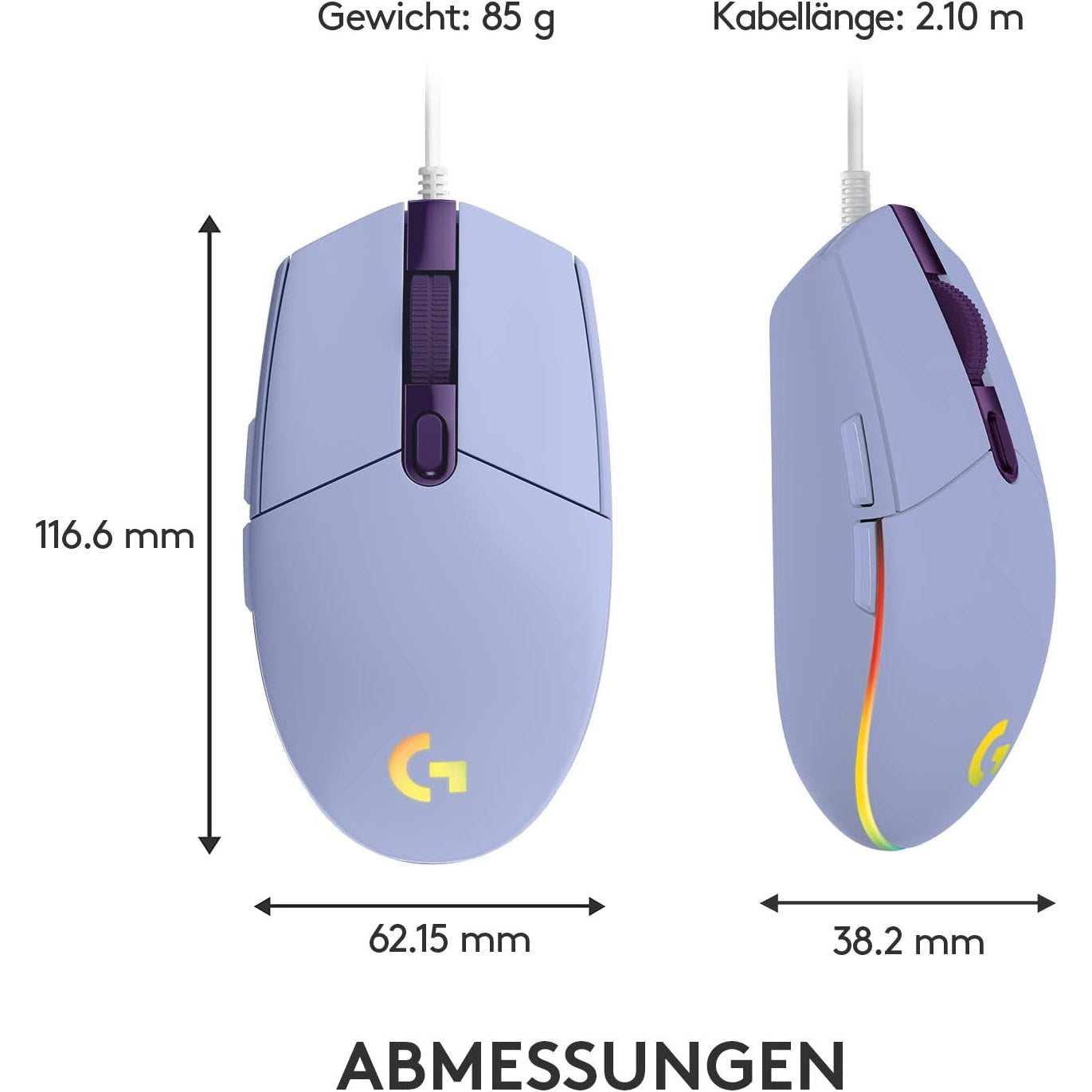 Logitech G203 Gaming-Maus mit LIGHTSYNC RGB-Beleuchtung 6 programmierbare Tasten