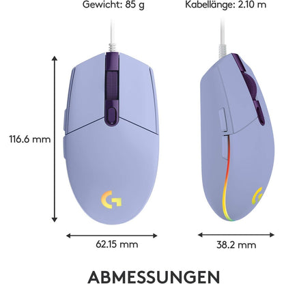 Logitech G203 Gaming-Maus mit LIGHTSYNC RGB-Beleuchtung 6 programmierbare Tasten