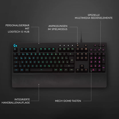 Logitech G213 Prodigy Gaming-Tastatur, RGB-Beleuchtung, Programmierbare G-Tasten, Multi-Media