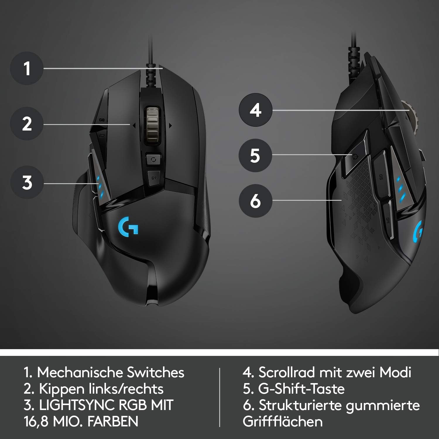 Logitech G502 HERO High-Performance Gaming-Maus mit 25K DPI optischem Sensor