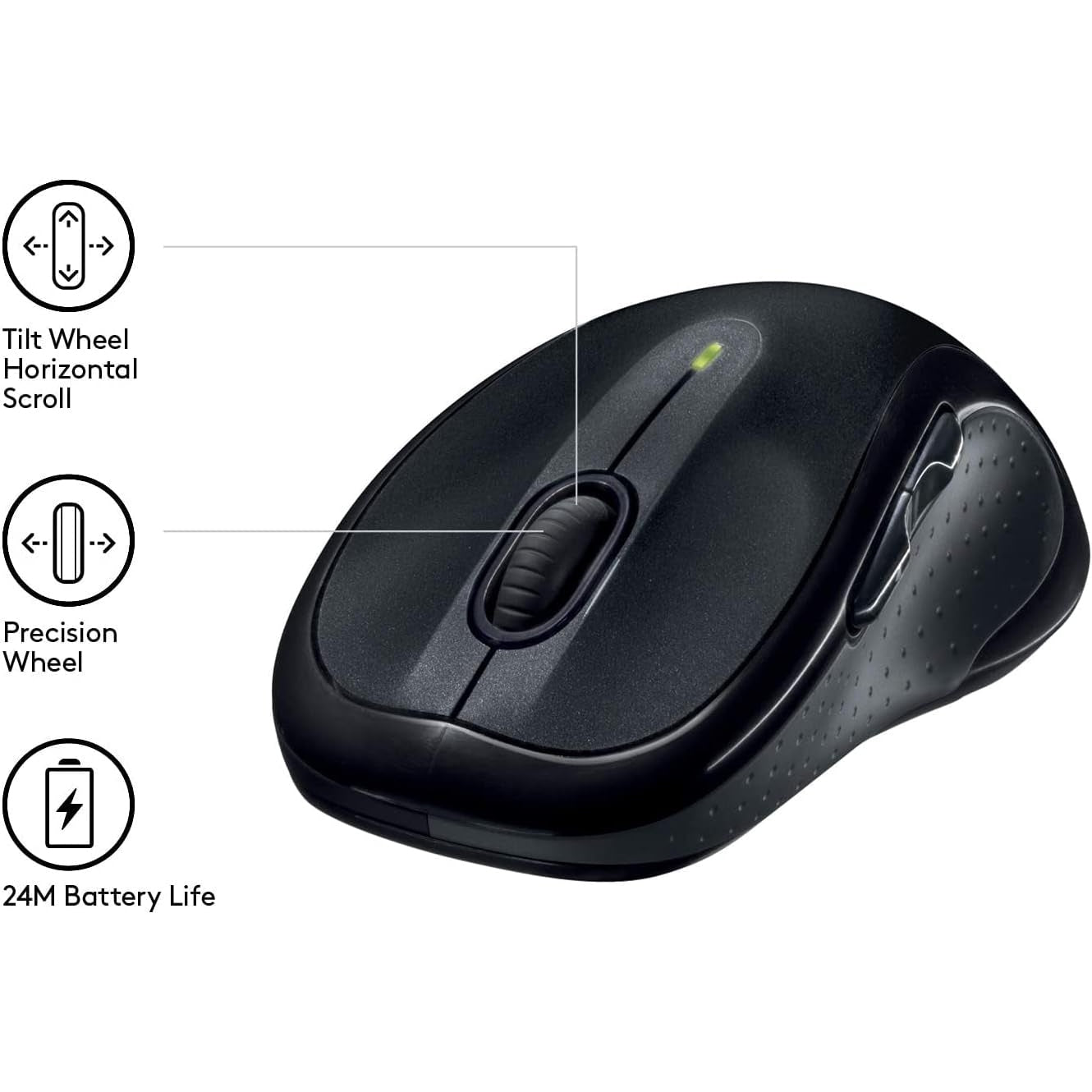 Logitech M510 Kabellose Maus, 2.4 GHz Verbindung via Unifying USB-Empfänger, 1000 DPI Laser-Sensor