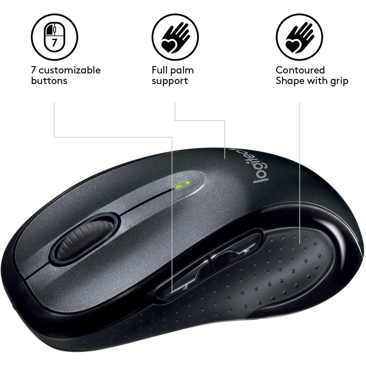 Logitech M510 Kabellose Maus, 2.4 GHz Verbindung via Unifying USB-Empfänger, 1000 DPI Laser-Sensor