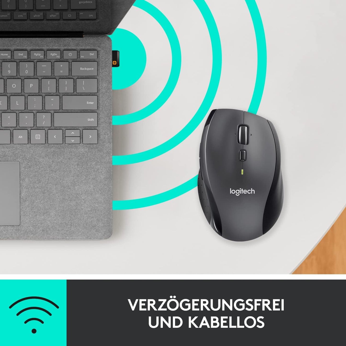 Logitech M705 Marathon Kabellose Maus, 2.4 GHz Verbindung via Unifying USB-Empfänger, 1000 DPI Laser-Sensor