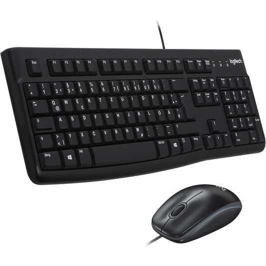 Logitech MK120 Set Tastatur und Maus Kabelgebunden USB Plug & Play, PC, Laptop