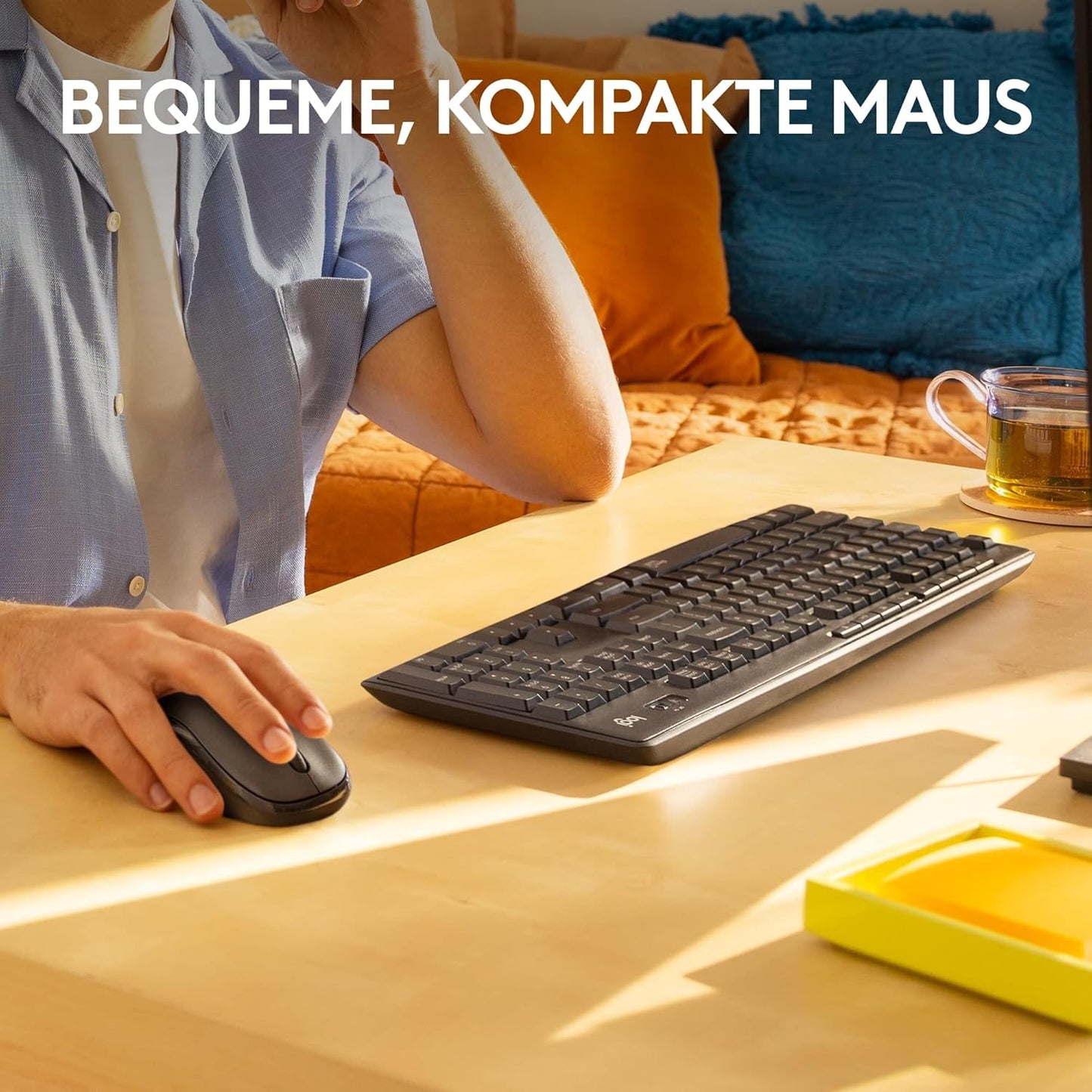 Logitech MK295 kabelloses Tastatur-Maus-Set mit SilentTouch-Technologie, Shortcut-Tasten, QWERTZ