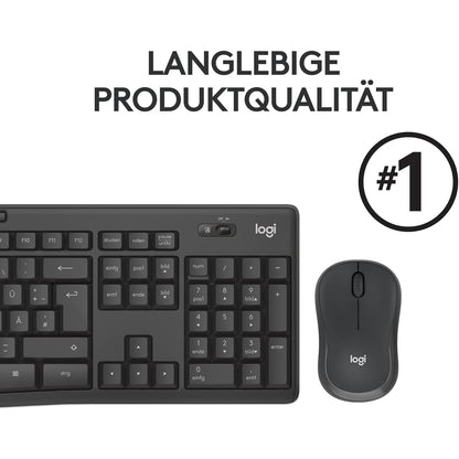 Logitech MK295 kabelloses Tastatur-Maus-Set mit SilentTouch-Technologie, Shortcut-Tasten, QWERTZ