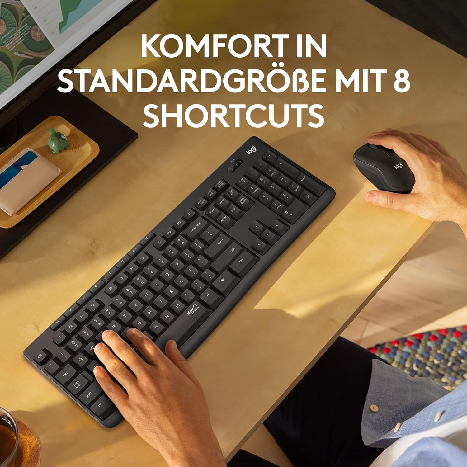 Logitech MK295 kabelloses Tastatur-Maus-Set mit SilentTouch-Technologie, Shortcut-Tasten