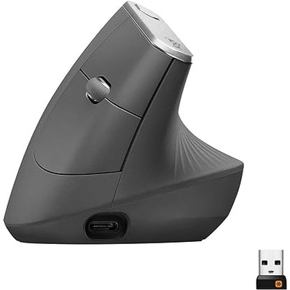 Logitech MX Vertical Ergonomische Kabellose Maus Bluetooth und 2.4 GHz Verbindung via Unifying USB-Empfänger