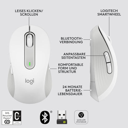 Logitech Signature M650 Kabellose Maus - für kleine bis mittelgroße Hände, 2-Jahres-Batterie, Leise Klicks