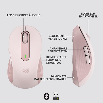 Logitech Signature M650 L Kabellose Maus - für große Hände, Leise Klicks, Anpassbare Seitentasten, Bluetooth