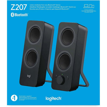 Logitech Z207 Kabellose PC-Lautsprecher, Bluetooth, Stereo Sound, 10 Watt Spitzenleistung