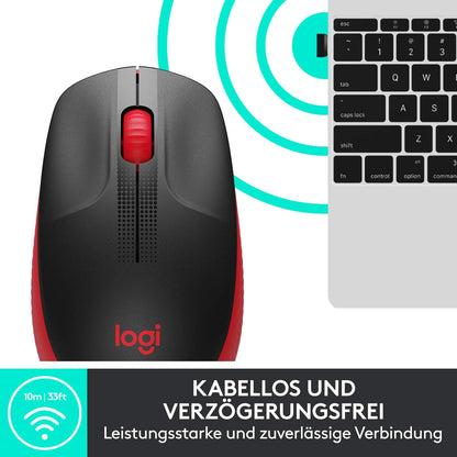 Logitech kabellose Maus M190, geschwungenes Design für beidhändige Nutzung Stromsparmodus