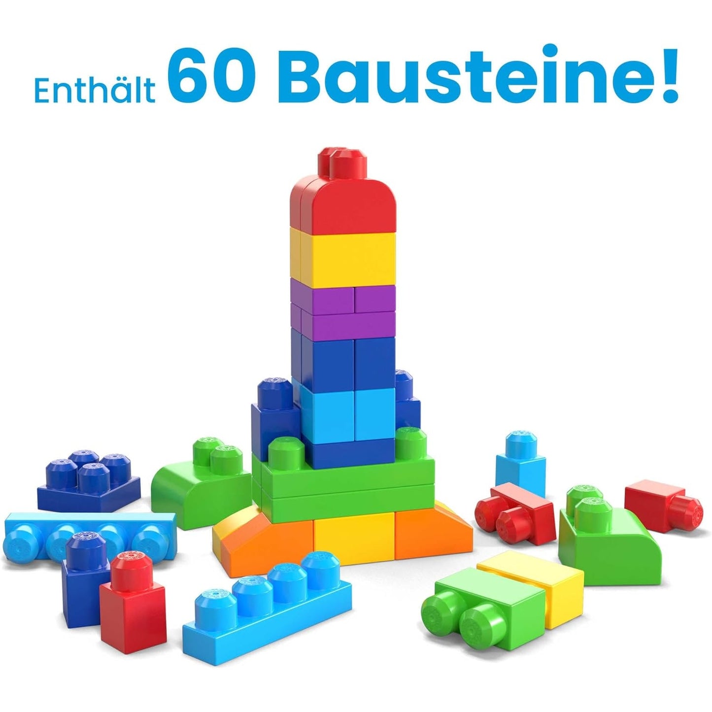 MEGA Bloks DCH55 - Bausteinebeutel - Medium 60 Teile, bunt, Spielzeug ab 1 Jahr