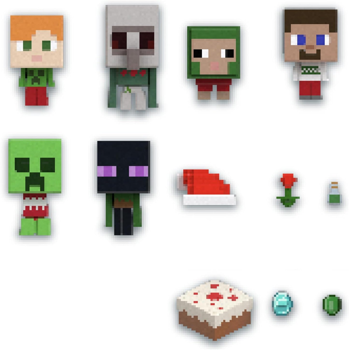 MINECRAFT Mob Heads Adventskalender 24 Überraschungen mit Steve, Mobs und Zubehör im verpixelten Look