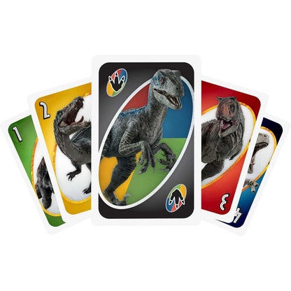 Mattel Games GXD72 UNO Jurassic World Dominion Kartenspiel mit Themendeck und Sonderregel