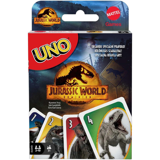 Mattel Games GXD72 UNO Jurassic World Dominion Kartenspiel mit Themendeck und Sonderregel