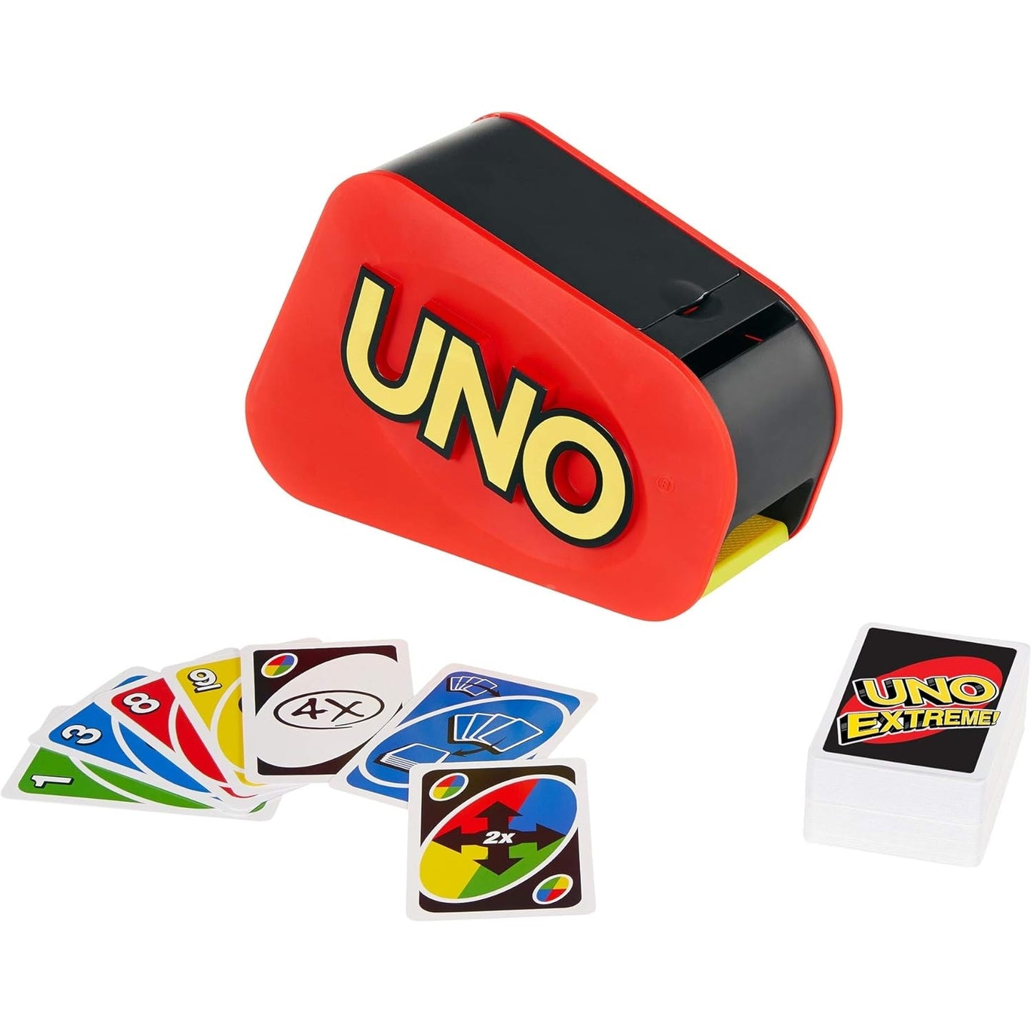 Mattel Games GXY75 - UNO Extreme! Kartenspiel mit Zufallsschleuder für 2 bis 10 Spieler ab 7 Jahren