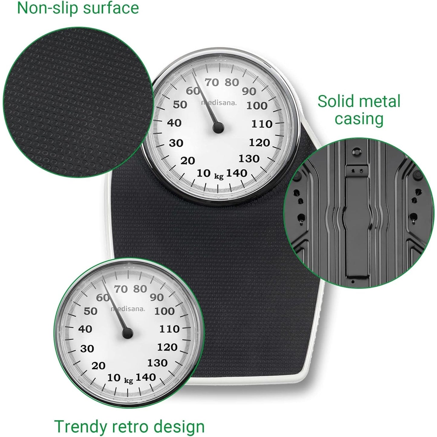 Medisana PSD mechanische Personenwaage bis 150 kg analog Retrowaage im klassischem Design