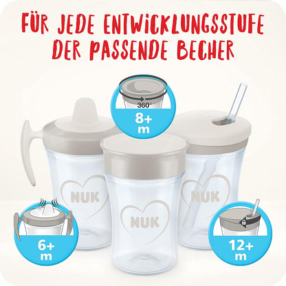 NUK Magic Cup Trinklernbecher | 8+ Monate | 230 ml | auslaufsicherer 360°-Trinkrand | BPA-frei | blauer Löwe