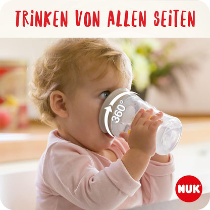 NUK Magic Cup Trinklernbecher | 8+ Monate | 230 ml | auslaufsicherer 360°-Trinkrand | BPA-frei | blauer Löwe