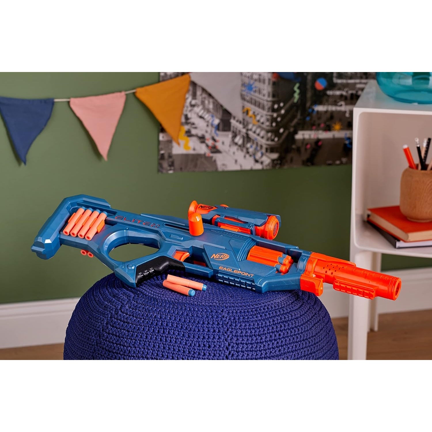 Nerf Elite 2.0 Eaglepoint RD-8 Blaster 8-Dart Trommel Abnehmbares Fernrohr und Abnehmbarer Lauf