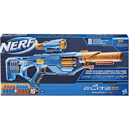 Nerf Elite 2.0 Eaglepoint RD-8 Blaster 8-Dart Trommel Abnehmbares Fernrohr und Abnehmbarer Lauf