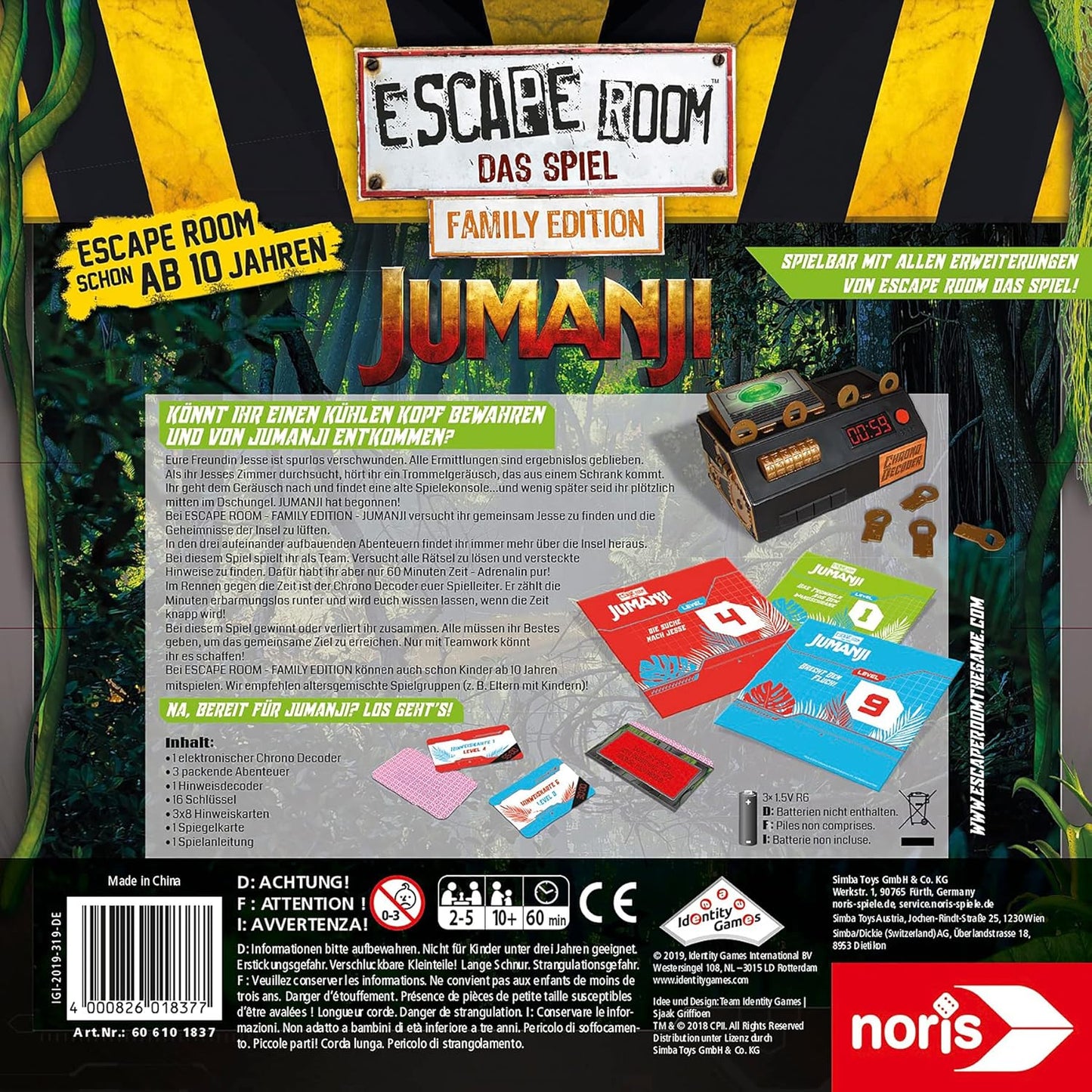 Noris 606101837 Escape Room Jumanji (Family Edition) Familien und Gesellschaftsspiel